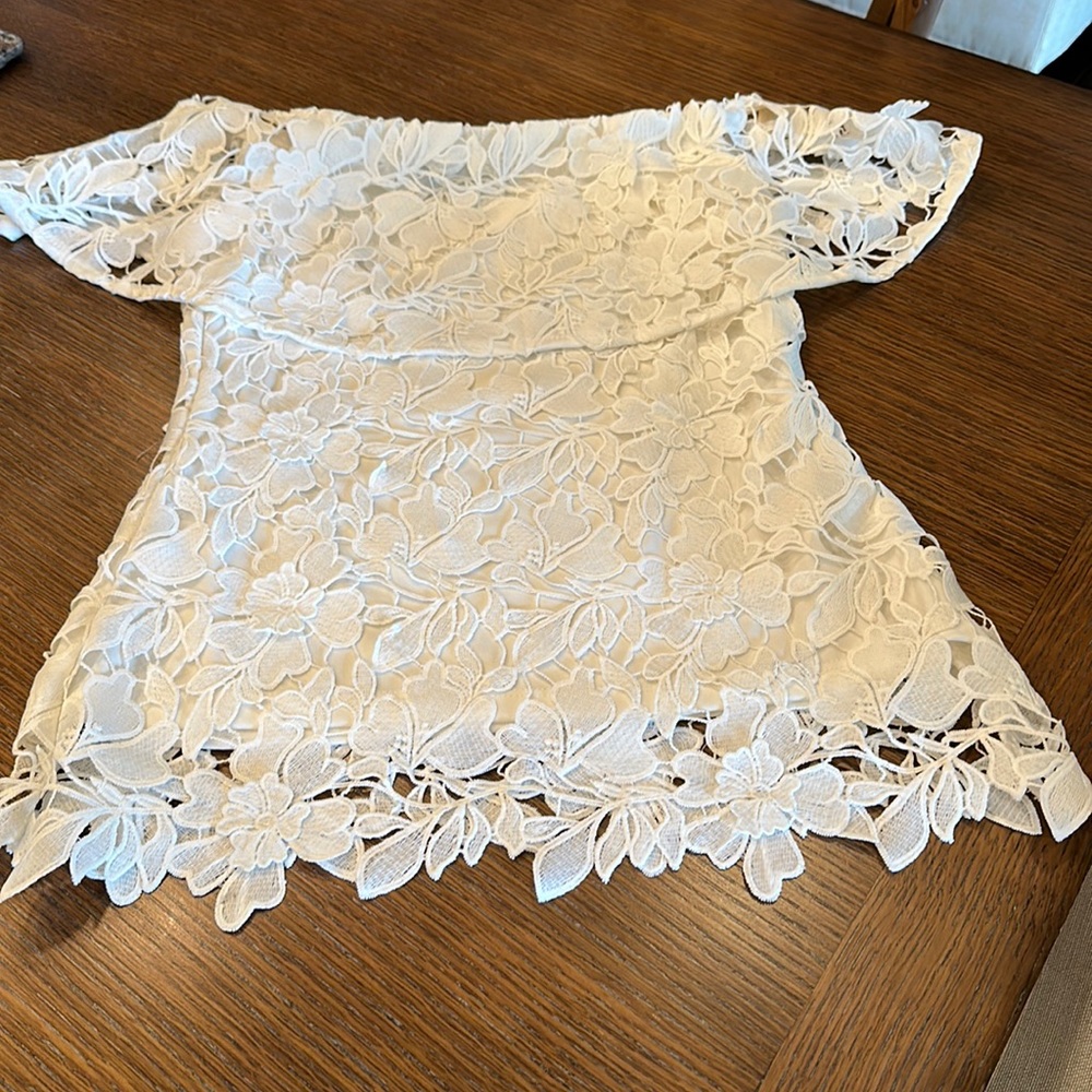 Beautiful open lined lace cut- work by Frank Lyman.